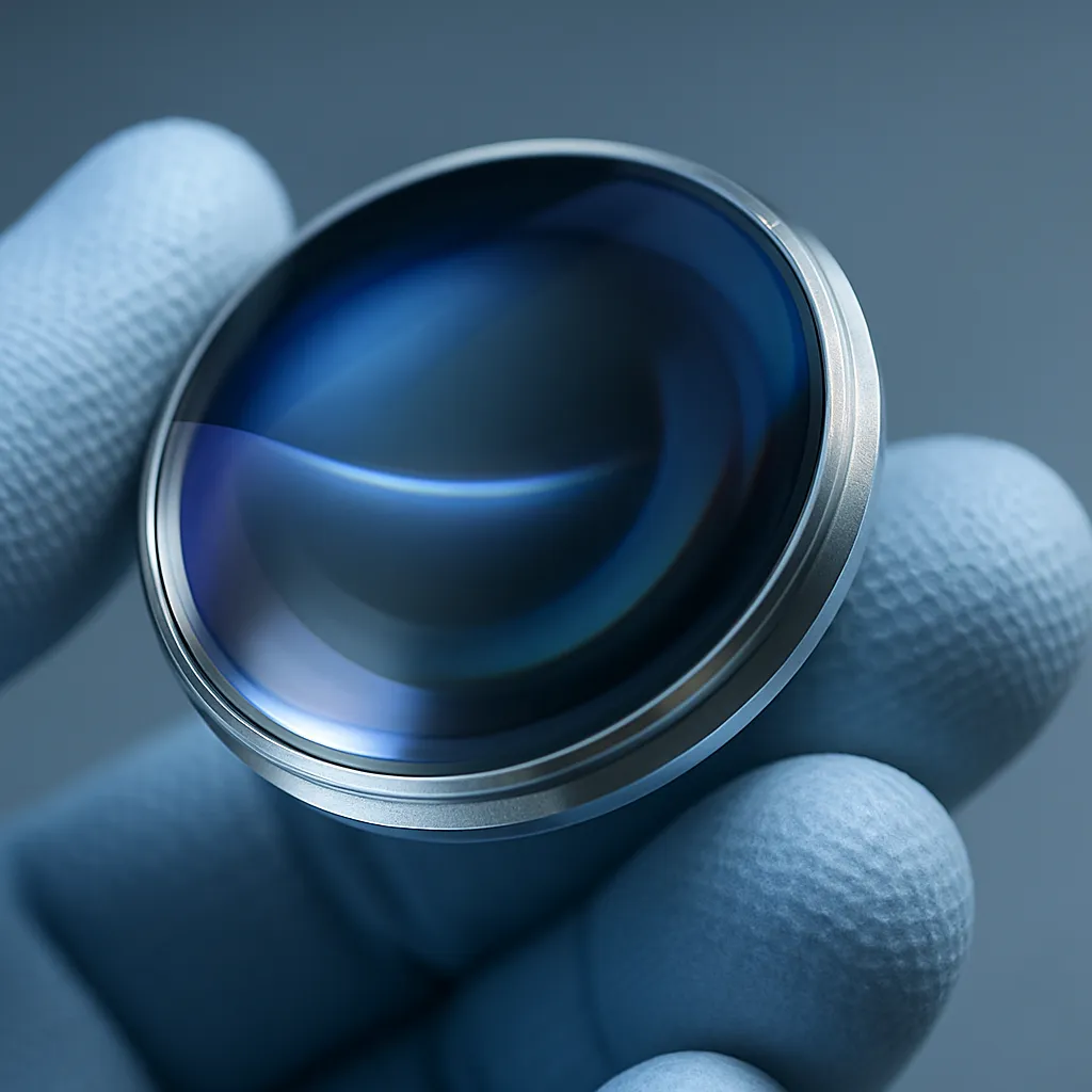 Close-up of custom aspheric lens